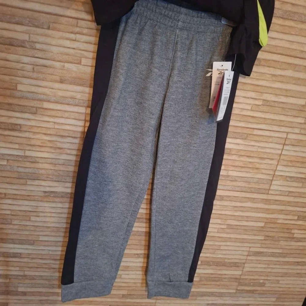 Reebok Boys 3pc Activewear Set 2 T-Shirts and Joggers Gray Black Lime Green 10